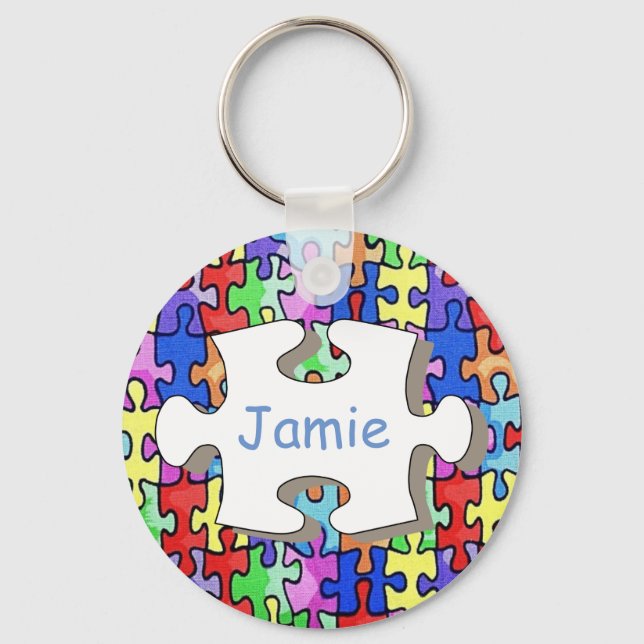 Chaveiro Colorful Personalised Jigsaw Piece Pattern (Frente)