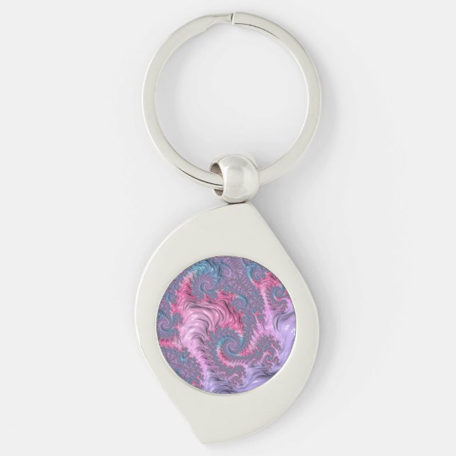 Chaveiro Colorida Boho Hippie Groovy Trippy Pastel Fractal (Frente)
