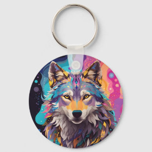 Chaveiro Colorida Cinza Wolf Neon Colors