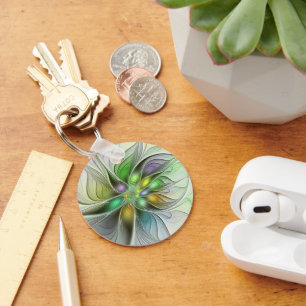 Chaveiro Colorida Fantasy Flor Moderno Abstrato Fractal