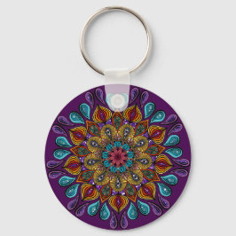 Chaveiro Colorida Moderna Mandala Trippy Psychedelic Hippie