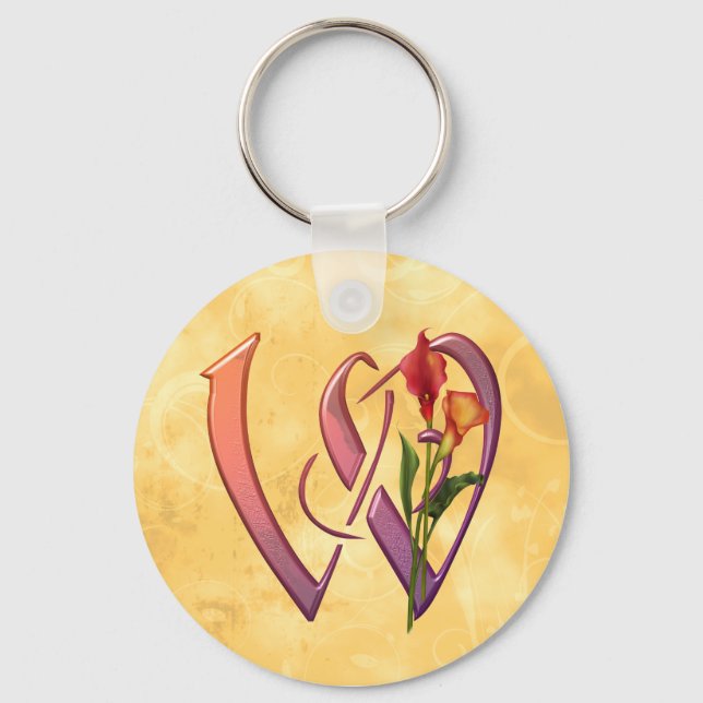 Chaveiro Colorido Calla Inicial W (Frente)