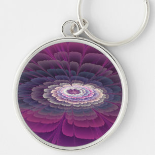 Chaveiro Colorido Floral Abstrato Arte Fractal Rosa Marcant