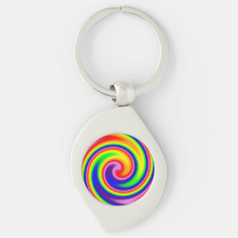 Chaveiro Colorido Redemoinho de Arco-Íris Hippie Retro