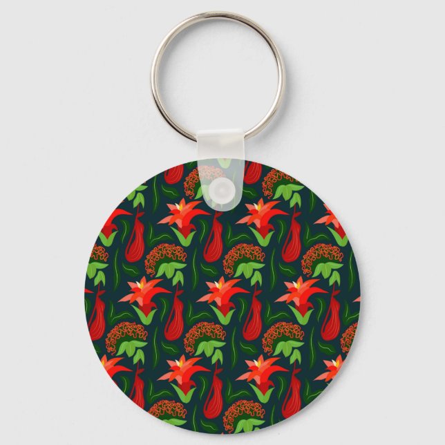 Chaveiro Colourful Exotic Flowers Leaves Pattern-23187 (Frente)