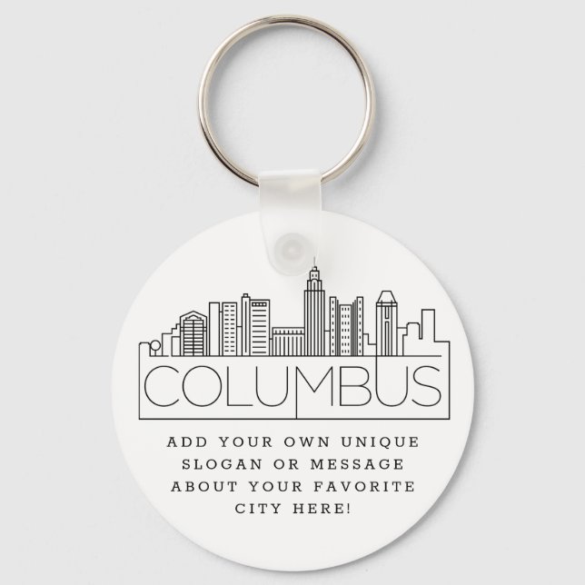 Chaveiro Columbus, Ohio Stylizou Skyline Custom Slogan (Frente)