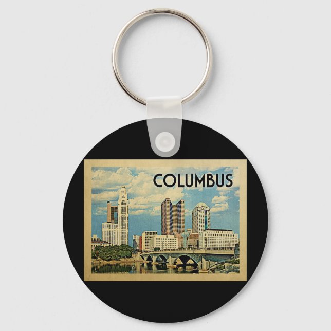Chaveiro Columbus Ohio Viagens vintage (Frente)
