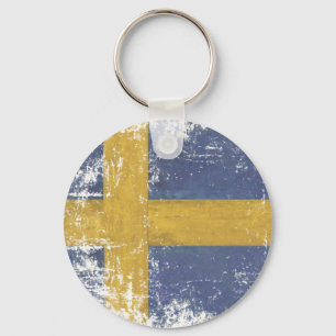 Chaveiro com a bandeira suja do vintage da suecia
