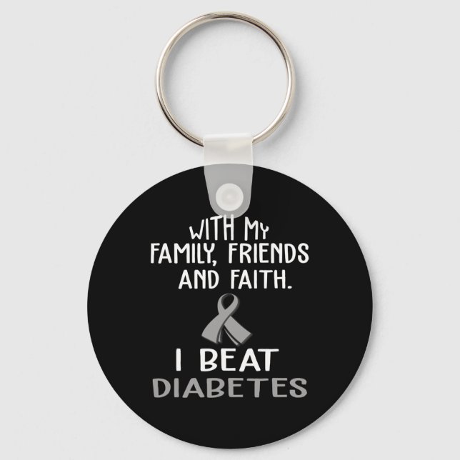 Chaveiro Com Minha Família E Fé Eu Derroto A Diabetes  (Frente)