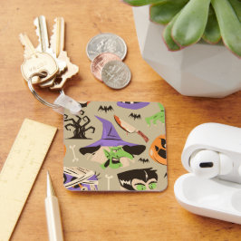 Chaveiro com padrão vintage de Halloween