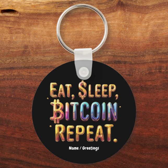 Chaveiro Coma, Dorme, Bitmoney, Repita Uma Criptomoeda (Frente)