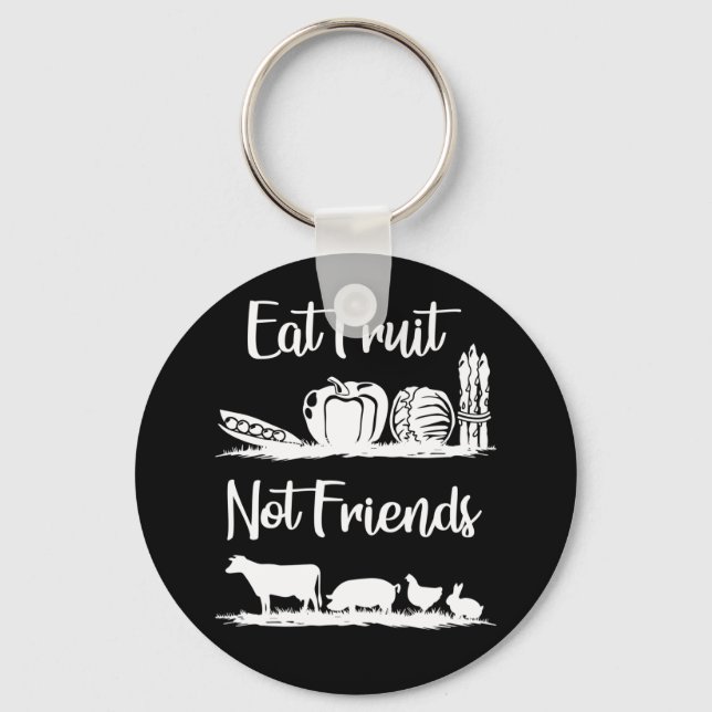 Chaveiro Coma Fruta Não Amigos, Cute Vegan (Frente)