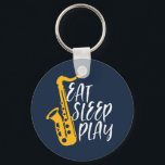 Chaveiro Coma Sleep Toca Música Legal Do Jogador Saxofone J<br><div class="desc">Orquestra retrorreflectora Vintage e design de fã de música jazz para aqueles tocando violino e saxofone em uma banda de música ou sinfonia. Legal mercadoria clássica do jazz para saxofonista, violinista, músico e artista. Música engraçada e humorada trocadilhada para violino e professor de saxofone, fã de orquestra e aqueles que...</div>