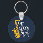 Chaveiro Coma Sleep Toca Música Legal Do Jogador Saxofone J<br><div class="desc">Orquestra retrorreflectora Vintage e design de fã de música jazz para aqueles tocando violino e saxofone em uma banda de música ou sinfonia. Legal mercadoria clássica do jazz para saxofonista, violinista, músico e artista. Música engraçada e humorada trocadilhada para violino e professor de saxofone, fã de orquestra e aqueles que...</div>