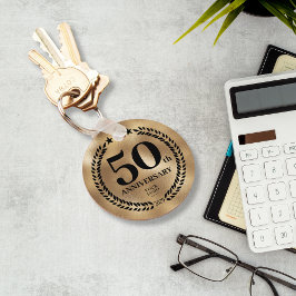 Chaveiro Comemorativa do 50º aniversário Dourado dos Negóci