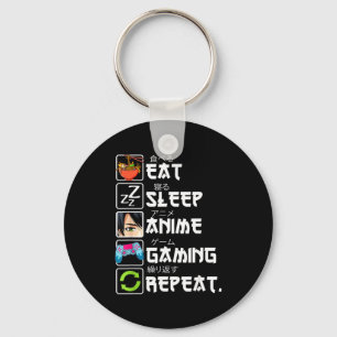 Chaveiro Comer Dormir Anime Jogos Repetir Gamer Homens Adol