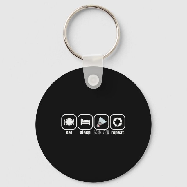 Chaveiro Comer, Dormir, Badminton, Repetir - Pl Badminton E (Frente)