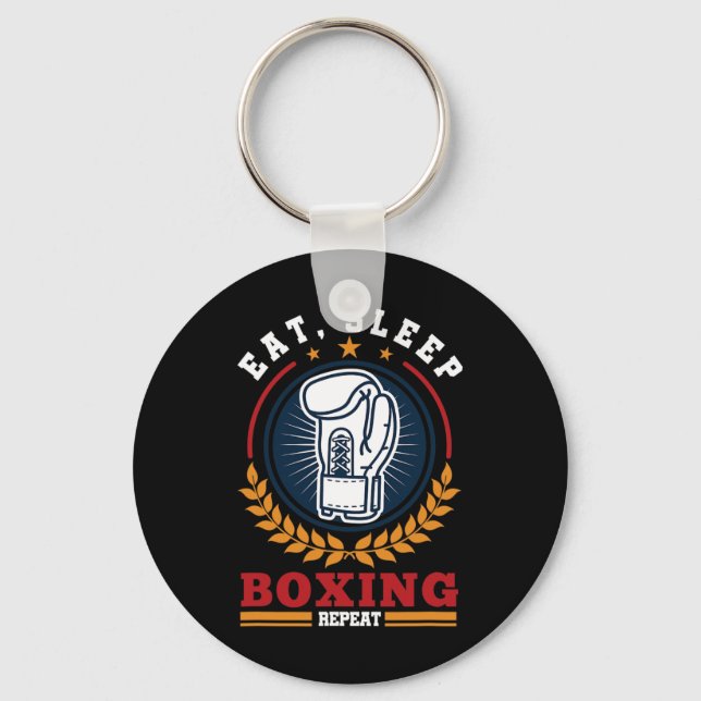 Chaveiro Comer Dormir Boxe Repetir Mma Kickboxing Boxeador  (Frente)