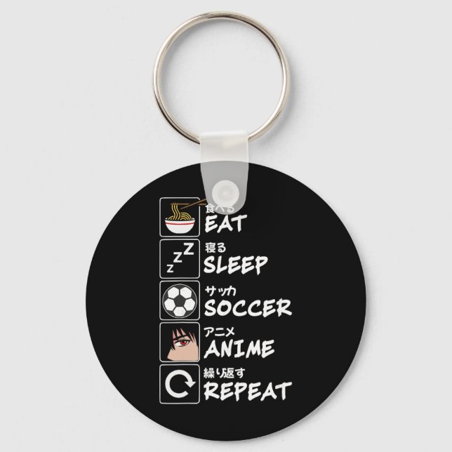 Chaveiro Comer Dormir Futebol Anime Repetir Japonês Diverti (Frente)