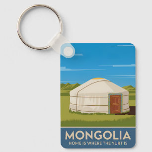 Chaveiro Cômico Estilo Retro de Viagem Antiga na Yurt Mongó