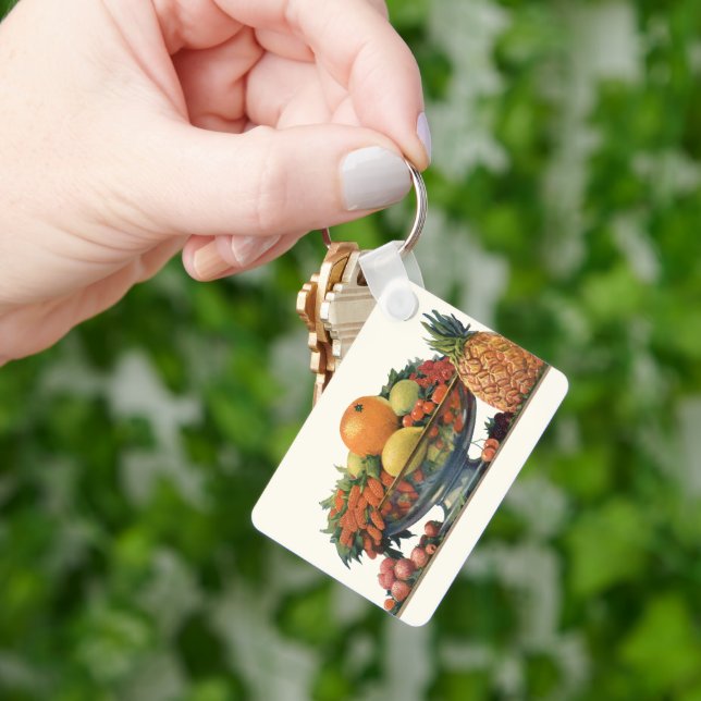 Chaveiro Comida Antiga, Frutas Sortidas em uma Tigela (Mão)