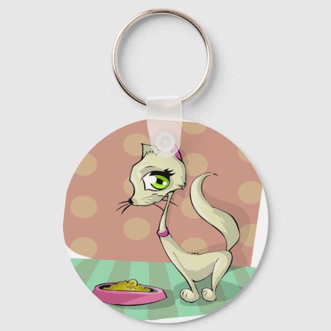 Chaveiro comida de gato tomando café da manhã gourmet (Frente)