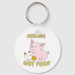 Chaveiro Comida dos amigos não - porco bonito e galinha