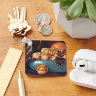 Chaveiro Comida, nozes e Frutas de uma taça azul