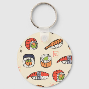 Chaveiro Comida sushi, design de padrão uniforme.