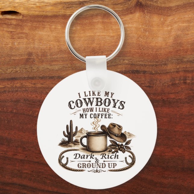 Chaveiro Como Meus Cowboys Como Meu Café (Frente)