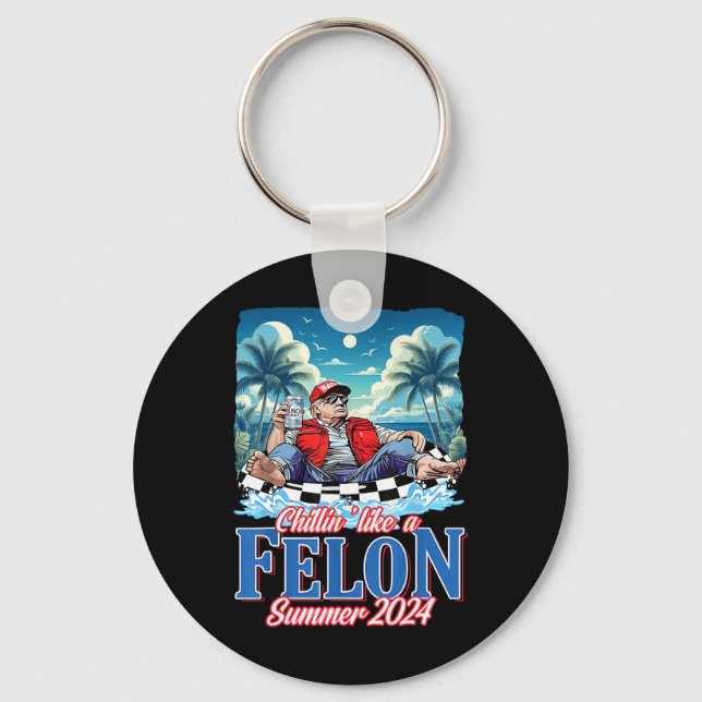 Chaveiro Como um Criminoso Engraçado Trump Verão 2024  (Frente)