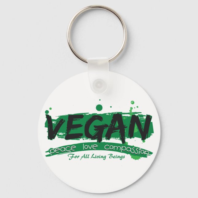Chaveiro Compaixão pelo Amor pela Paz de Vegan (Frente)