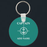 Chaveiro Compass Anchor Capitão Adicionar Nome ou Nome do B<br><div class="desc">Chaveiro de Nome do Capitão do Ancoragem de Compass Náutico ou Nome do Barco</div>