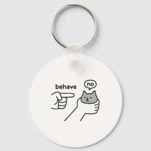 Chaveiro Comporte-se Sem Desenho de Cartoon de Meme de Gato