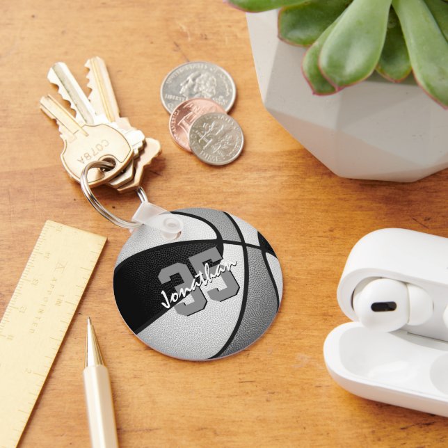 Chaveiro comprar 1 ou basquete personalizado de cinza preta (Mesa)