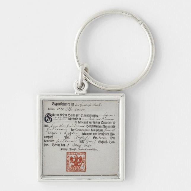 Chaveiro Comprovante de aquartelamento, 1759 (Frente)
