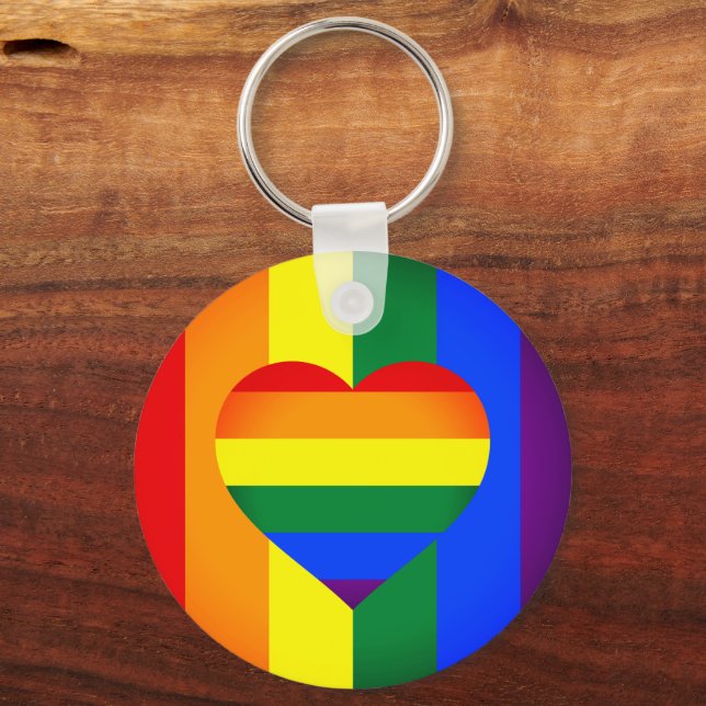 Chaveiro Comunidade Rainbow Heart & Pride Rainbow Flag /LGB (Frente)
