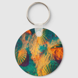 Chaveiro Conchas Coloridas e Areia na Feia