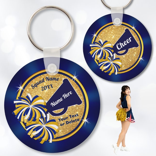 Chaveiro Concurso de presentes ou favores de torcida (Cheap, Cheerleading Souvenirs. Cheer squad gift ideas or Cheerleading Championship Gifts. Blue Gold.)