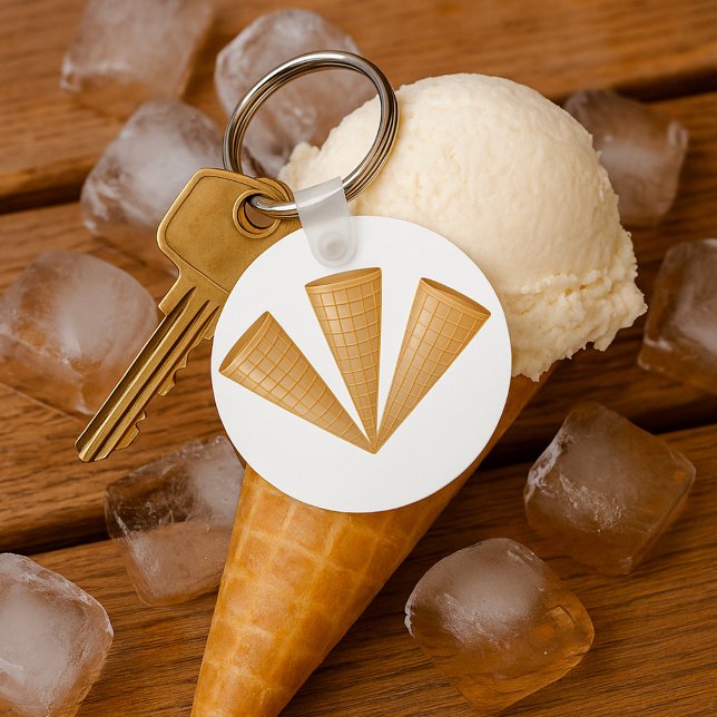 Chaveiro Cone de Sorvete de Waffle Triplo Sobremesa de Verã (Criador carregado)
