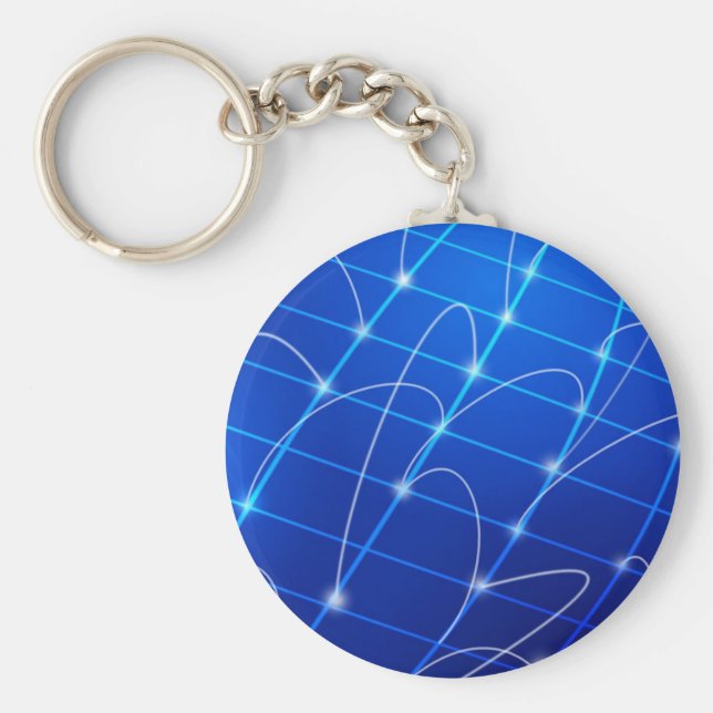 Chaveiro Conexões de rede azul e branca (Frente)