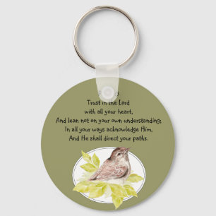 Chaveiro Confie na Lord Scripture com Watercolor Bird