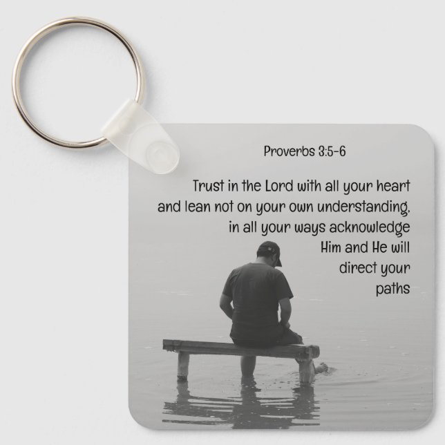 Chaveiro Confie no Senhor, confortando a Bíblia de Upliftin (Frente)