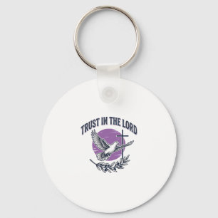Chaveiro Confie no Senhor Design de Camiseta Cristã Pombo (