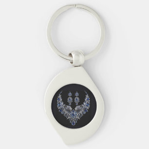 Chaveiro Conjunto de Joias de Cristal Tigre Prata Azul