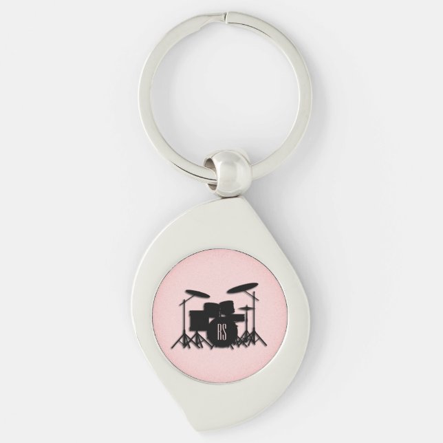 Chaveiro Conjunto de Tambores Monograma Design de Música Ro (Frente)