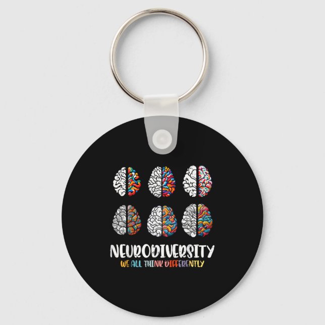 Chaveiro Consciência da neurodiversidade do cérebro do auti (Frente)