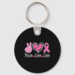 Chaveiro Consciência do Cancer Figurino Pink Peace Love Cu
