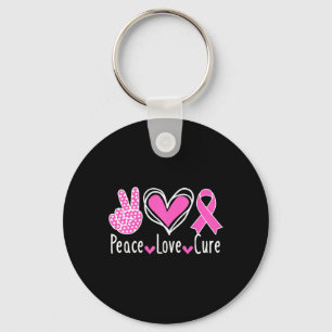 Chaveiro Consciência do Cancer Figurino Pink Peace Love Cu