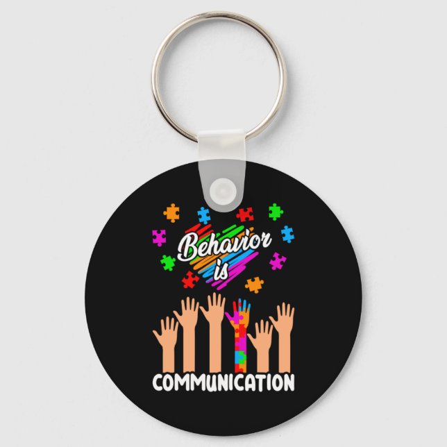 Chaveiro Conscientização do Autismo Comportamento é Suporte (Frente)